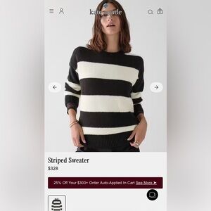 Kate Spade Bold Black and Cream Striped Sweater